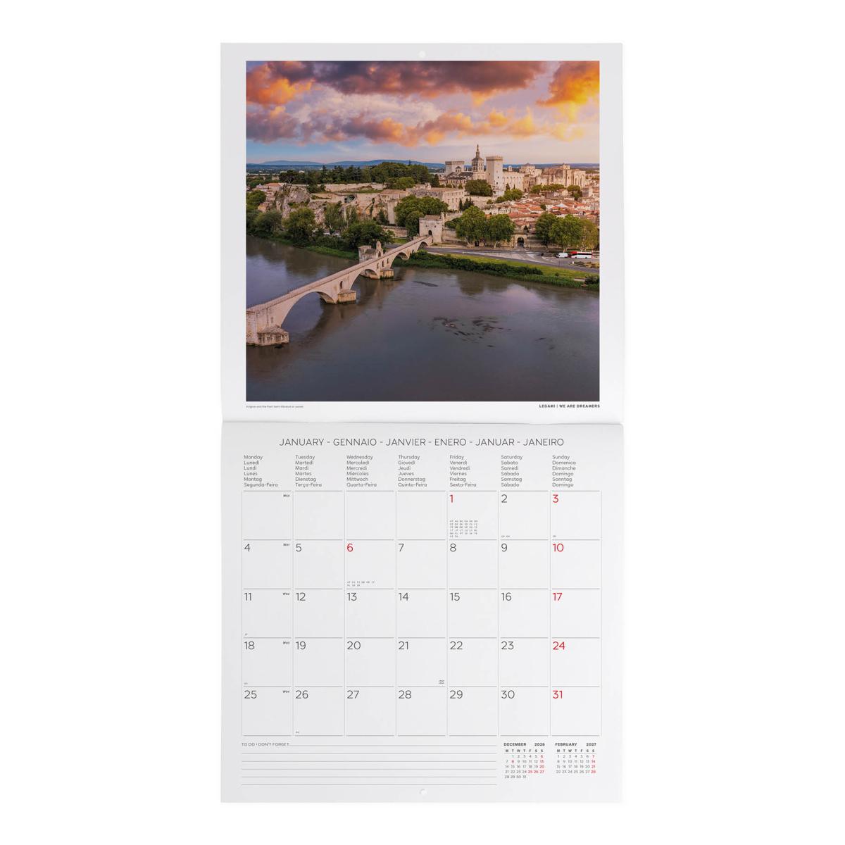Calendario de Parede 2027 Vista por Mês Planet Provence Legami 2
