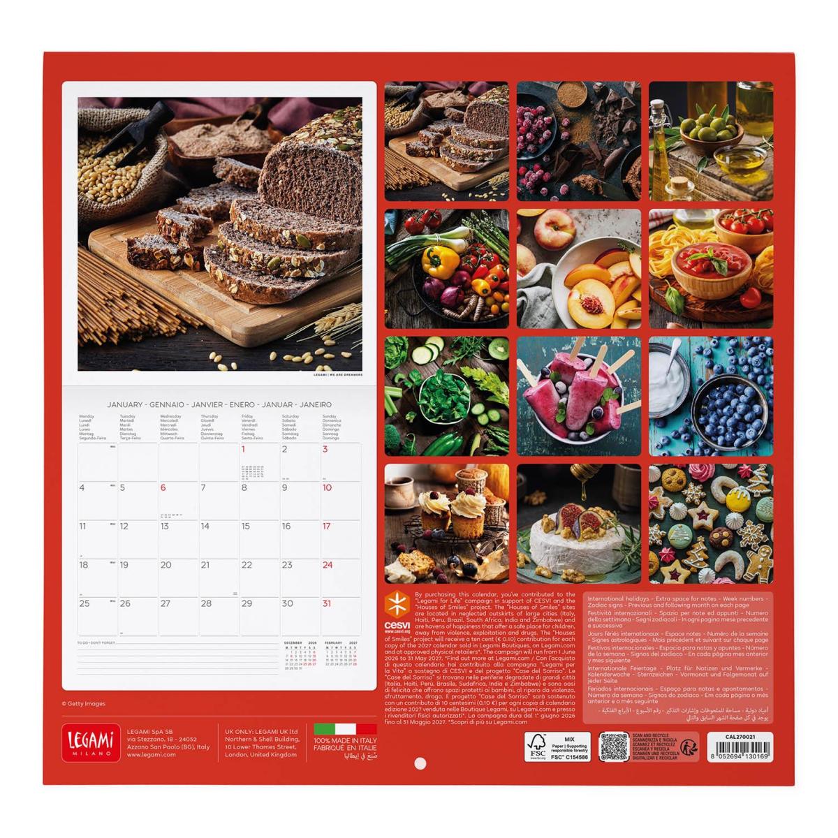 Calendario de Parede 2027 Vista por Mês Planet Beauty Kitchen Legami 3