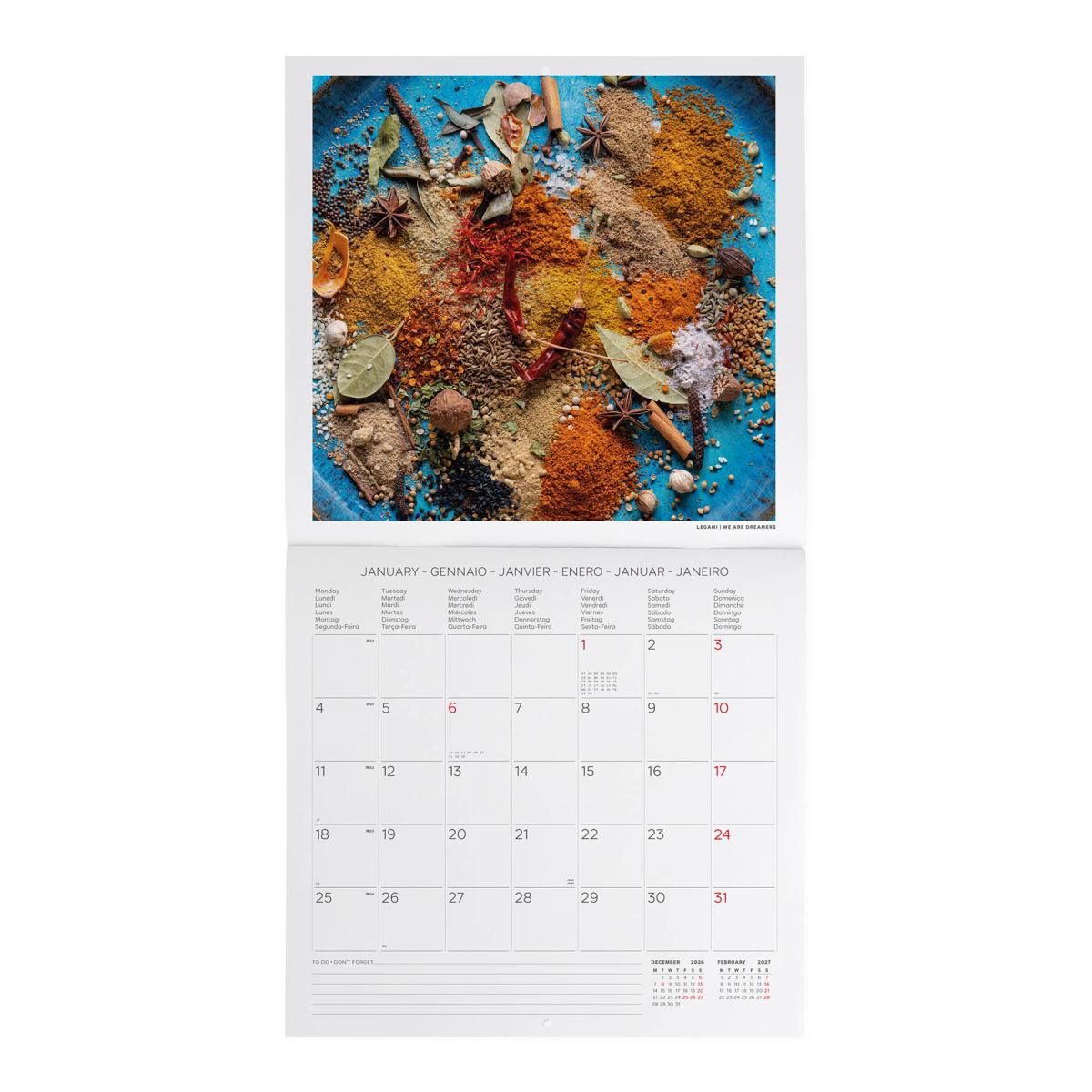 Calendario de Parede 2027 Vista por Mês Planet Herbs & Spices Legami 2
