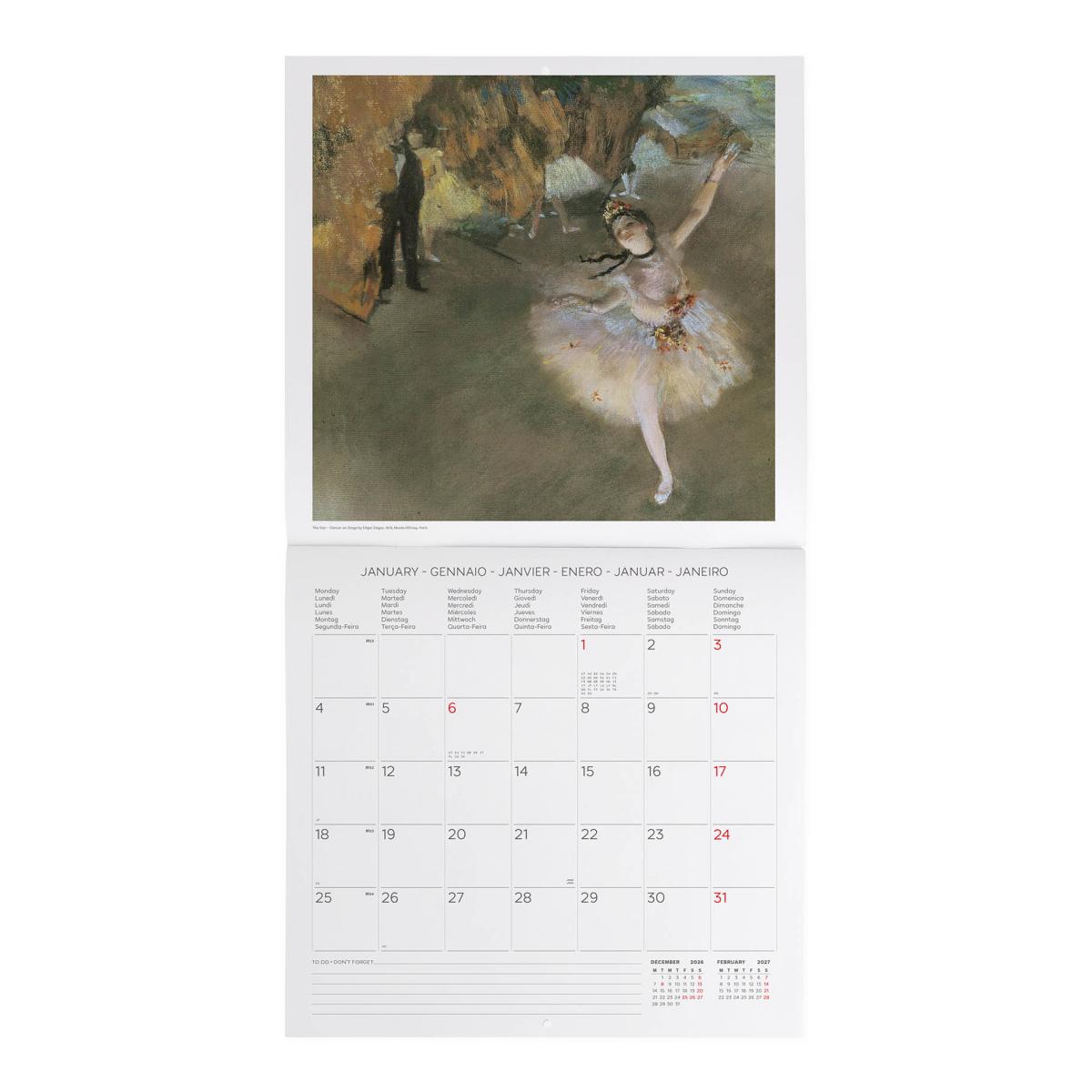 Calendario de Parede 2027 Vista por Mês Planet Impressionists Legami 2