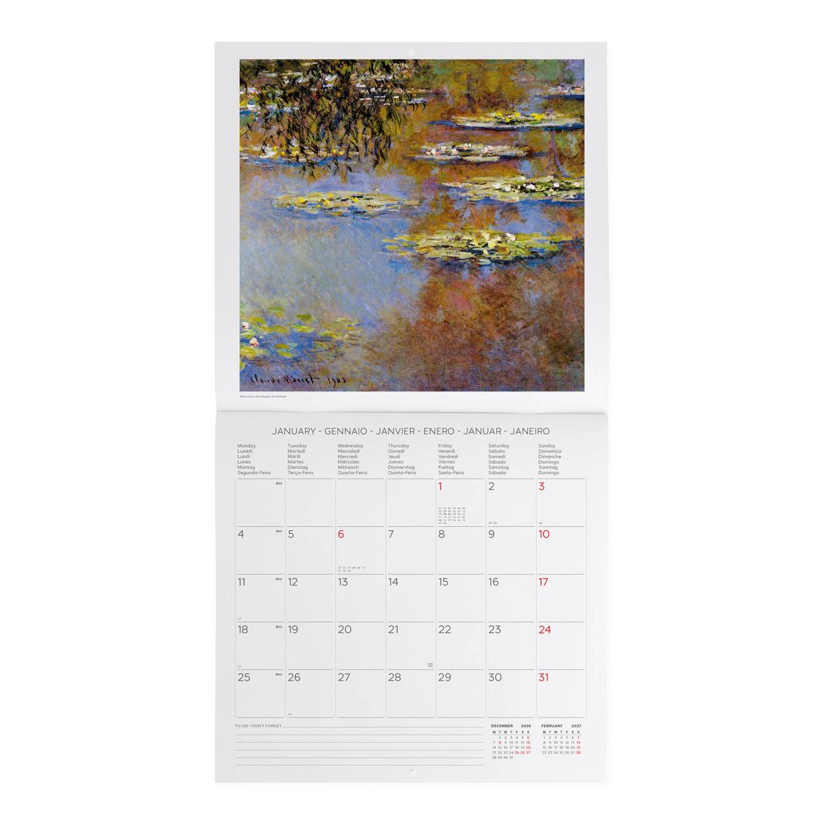 Calendario de Parede 2027 Vista por Mês Planet Claude Monet Legami 2