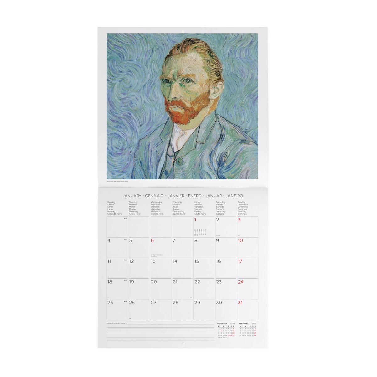 Calendario de Parede 2027 Vista por Mês Planet Vincent Van Gogh Legami 2