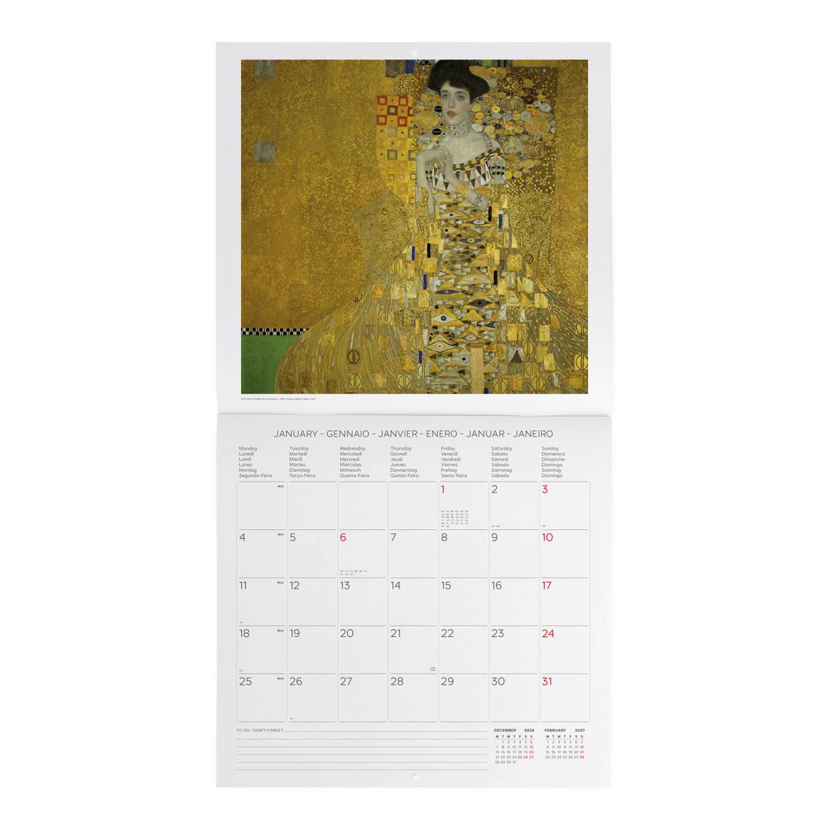 Calendario de Parede 2027 Vista por Mês Planet Vincent Gustav Klimt Legami 2