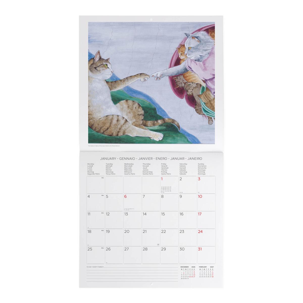 Calendario de Parede 2027 Vista por Mês Mastercats Legami 2