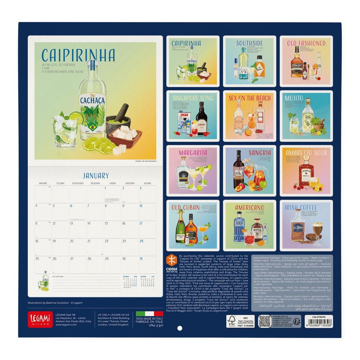 Calendario de Parede 2027 Vista por Mês Cheers Legami 3