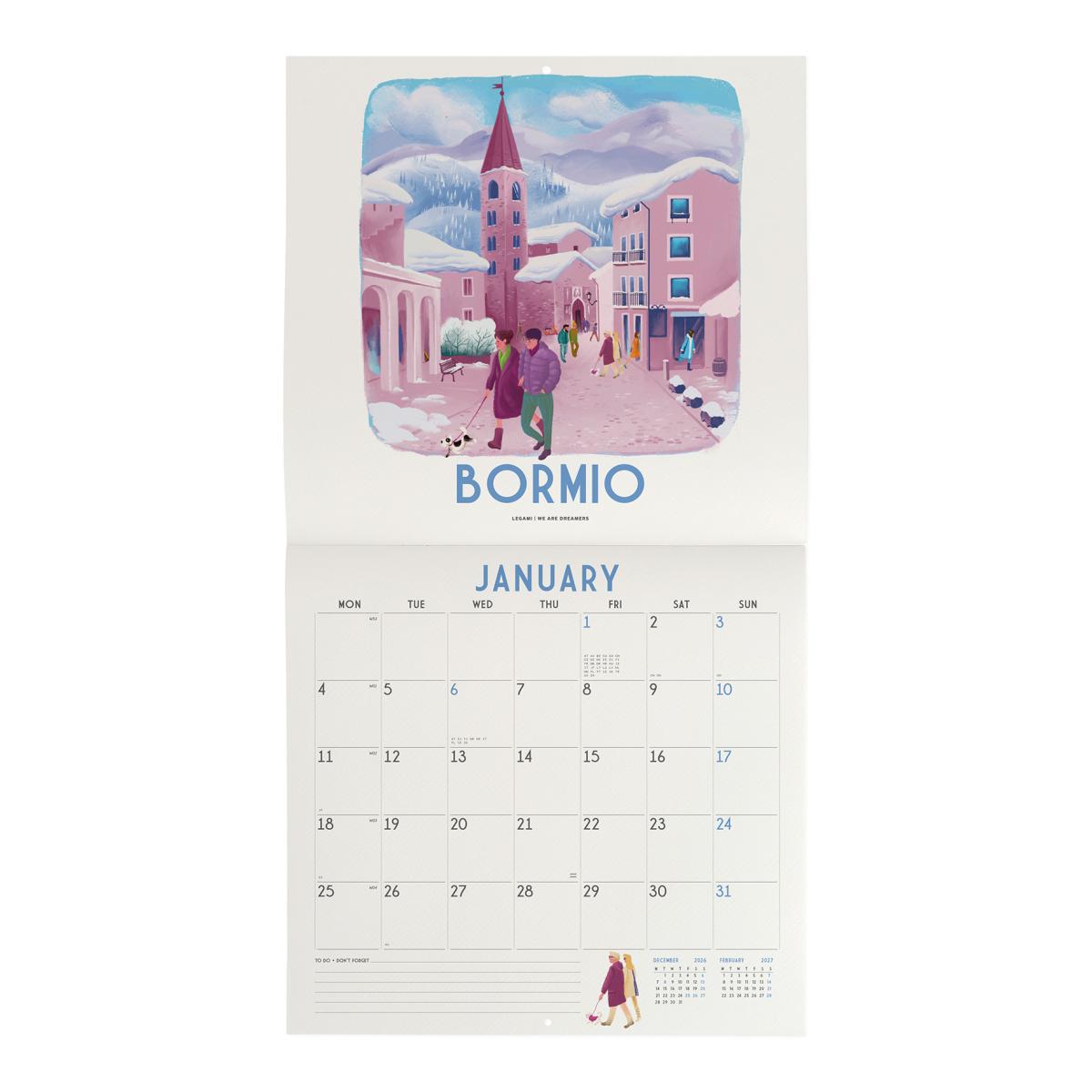 Calendario de Parede 2027 Vista por Mês Italy Legami 2