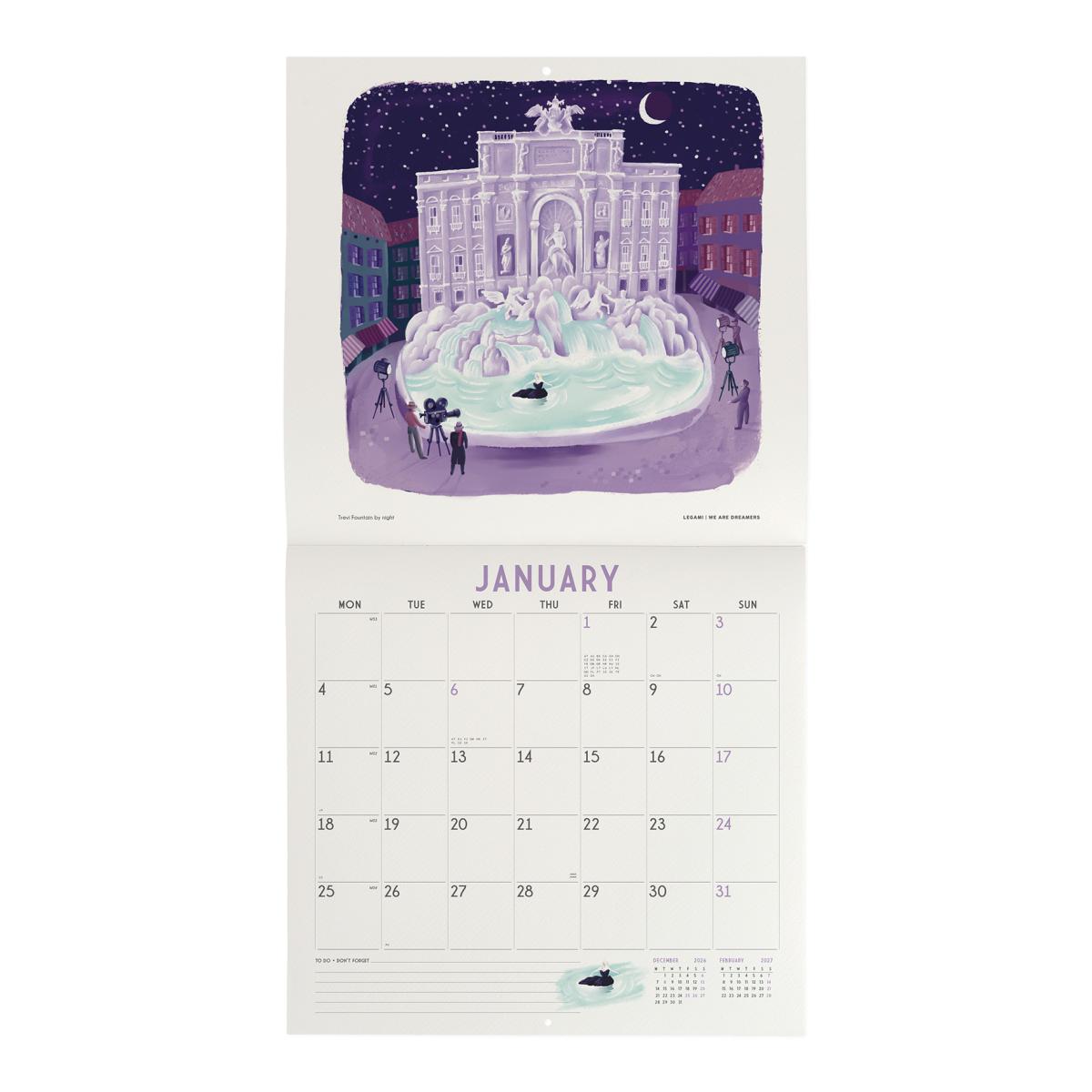 Calendario de Parede 2027 Vista por Mês Rome Legami 2