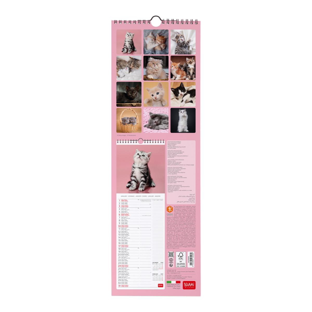 Calendario de Parede 2027 Vista por Mês Kittens Legami 3