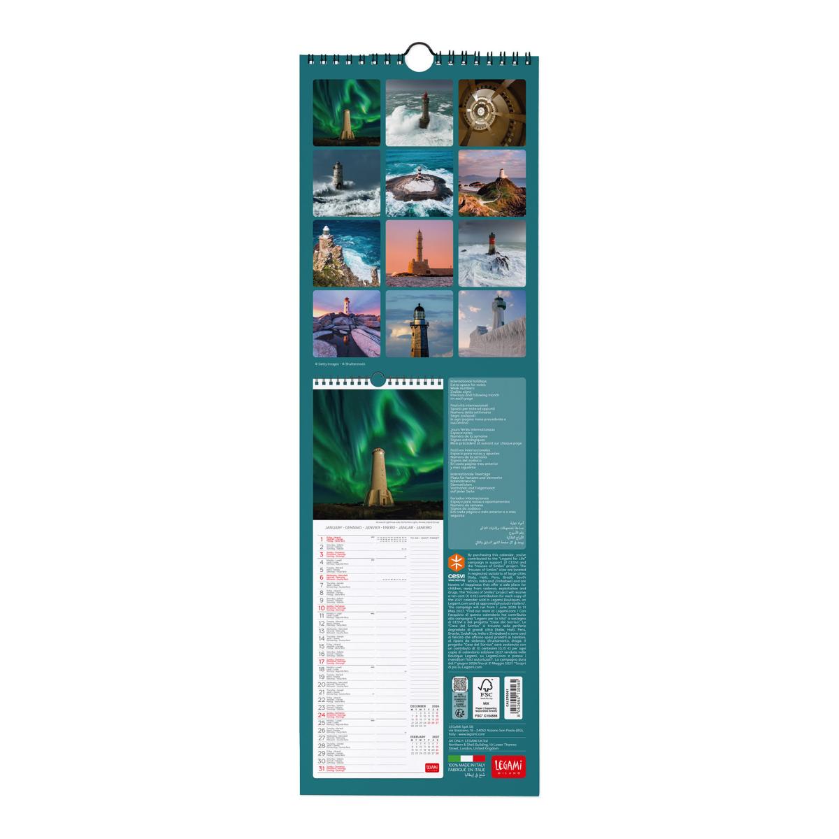 Calendario de Parede 2027 Vista por Mês Lighthouses Legami 3
