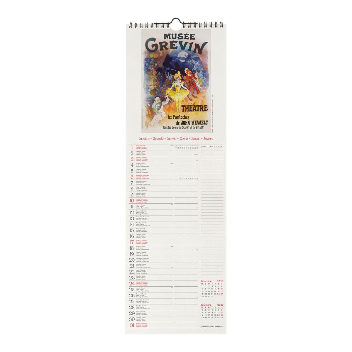 Calendario de Parede 2027 Vista por Mês Belle Epoque Legami 2