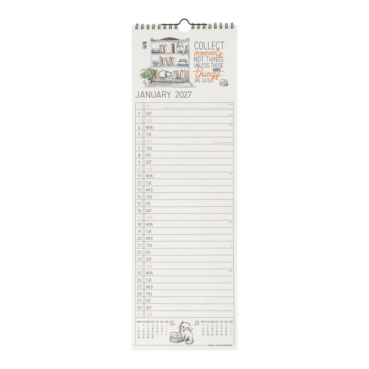 Calendario de Parede 2027 Vista por Mês Sketchy Cats Legami 2