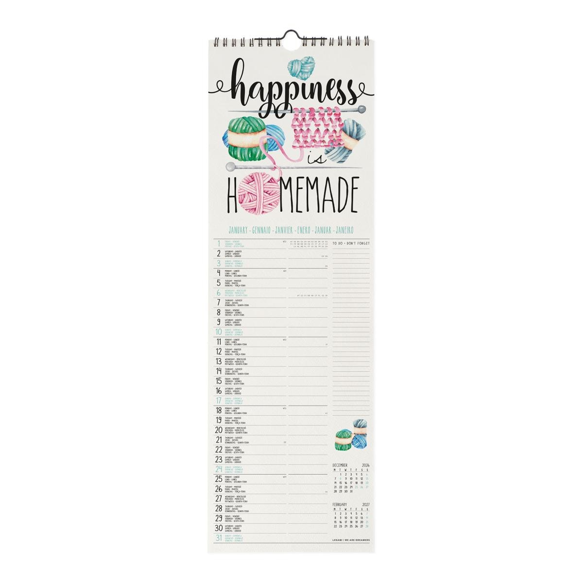 Calendario de Parede 2027 Vista por Mês Aphorisms Legami 2