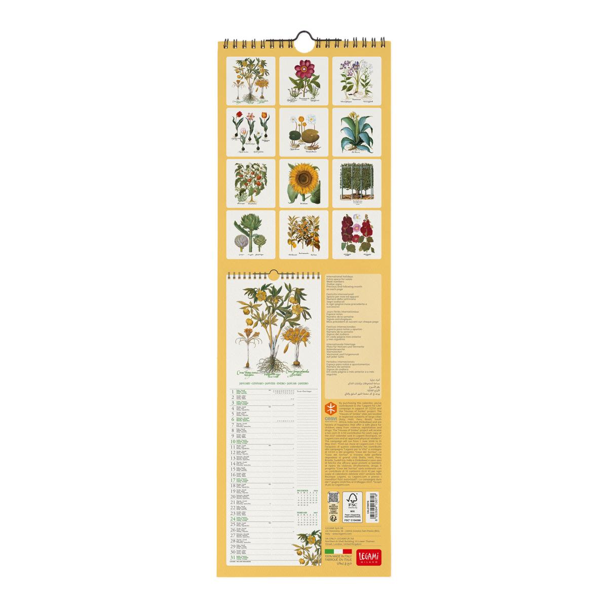 Calendario de Parede 2027 Vista por Mês Herbarium Legami 3