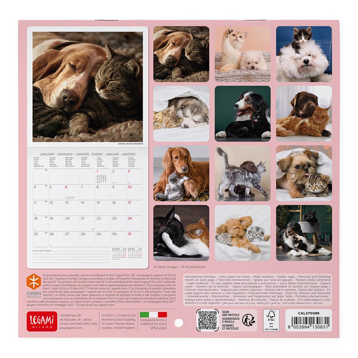 Calendario de Parede 2027 Vista por Mês Best Friends Legami 3