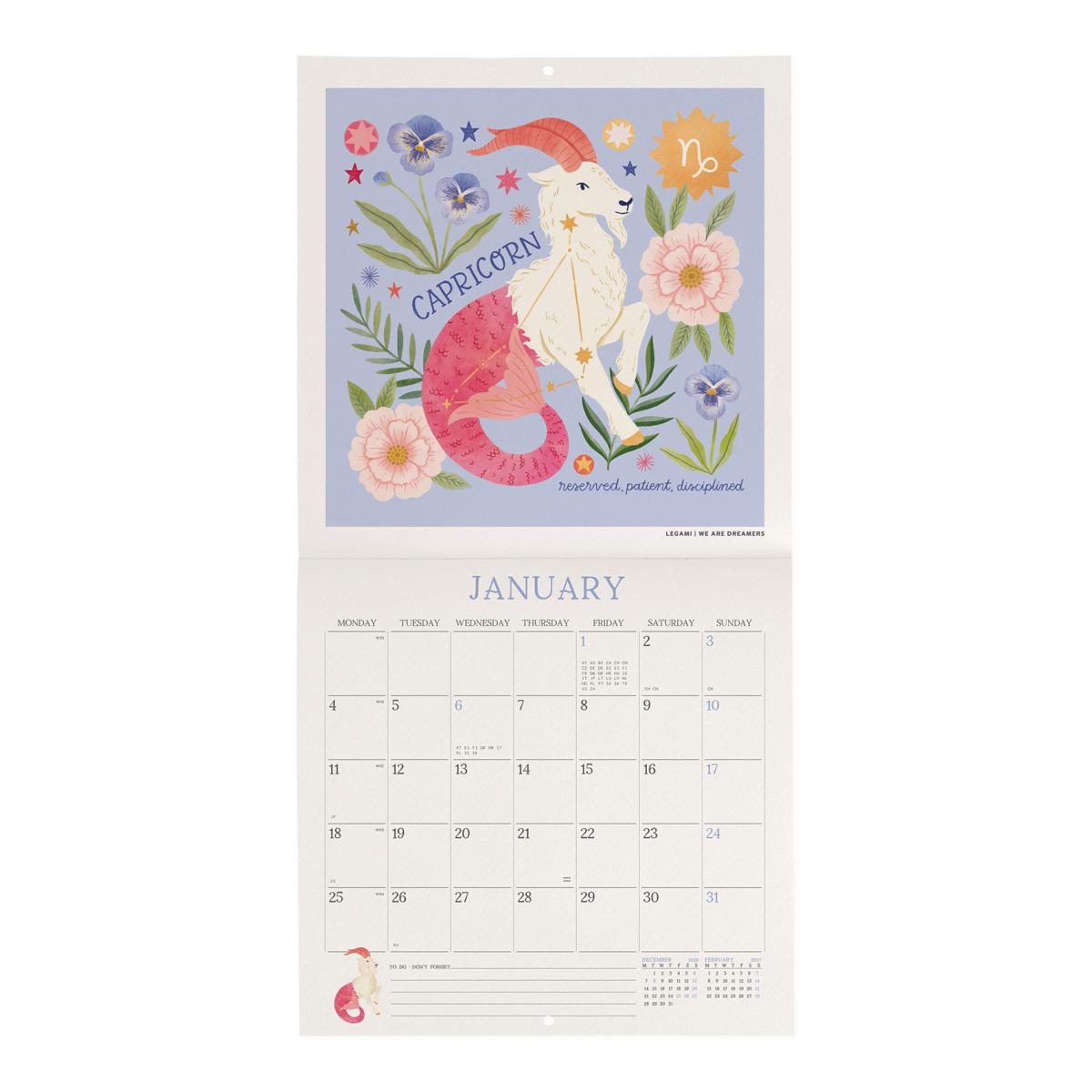 Calendario de Parede 2027 Vista por Written In The Stars Legami 2