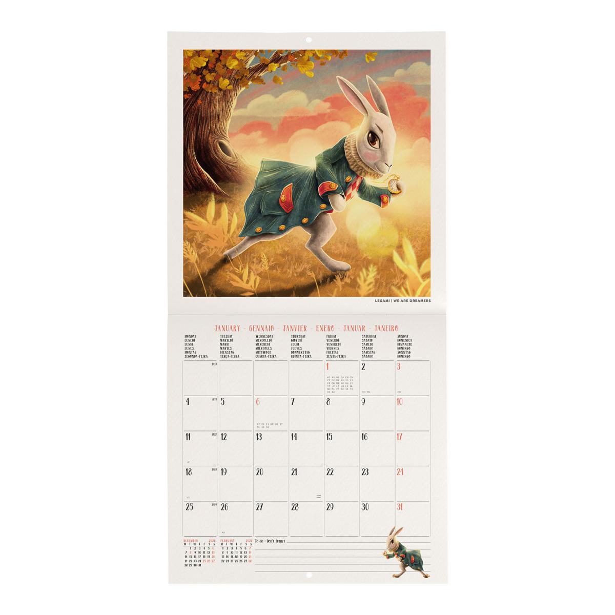 Calendario de Parede 2027 Vista por Alice in Wonderland Legami 2