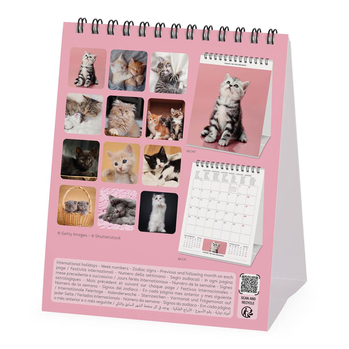 Calendario 2027 de Secretária Mês Vista Kittens Legami 4