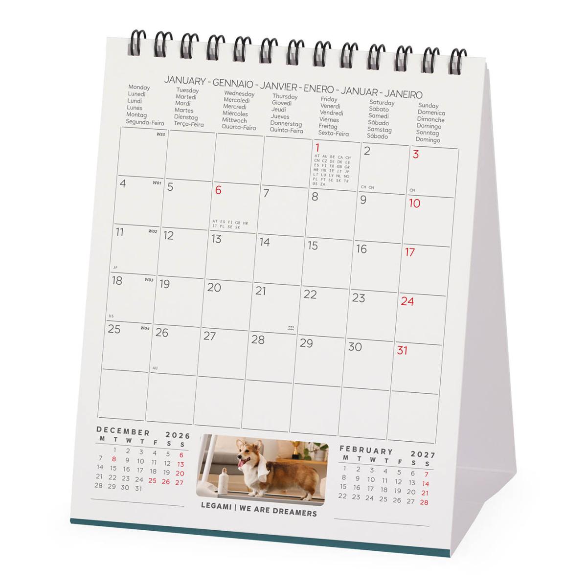 Calendario 2027 de Secretária Mês Vista Supawstar Legami 3