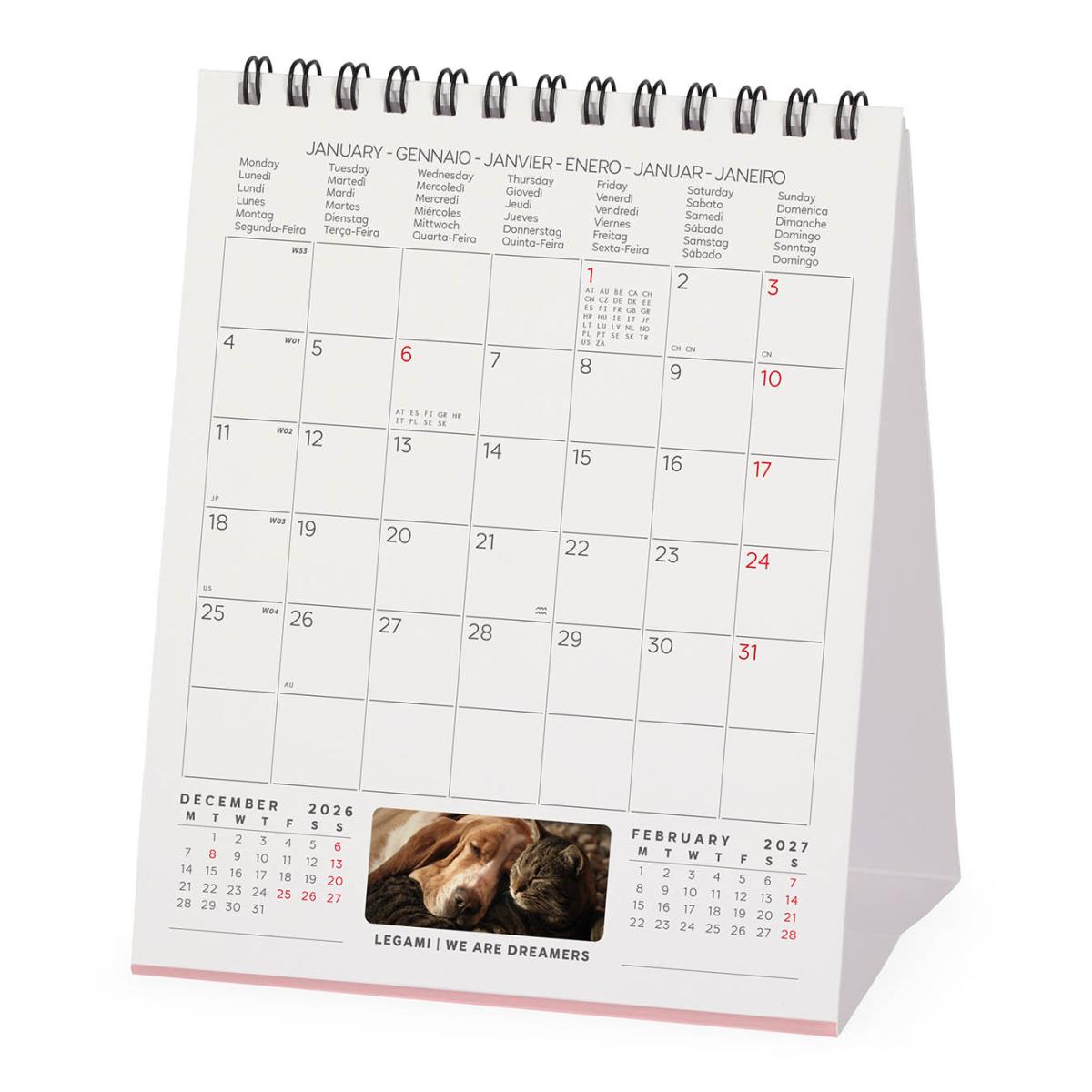 Calendario 2027 de Secretária Mês Vista Best Friends Legami 3