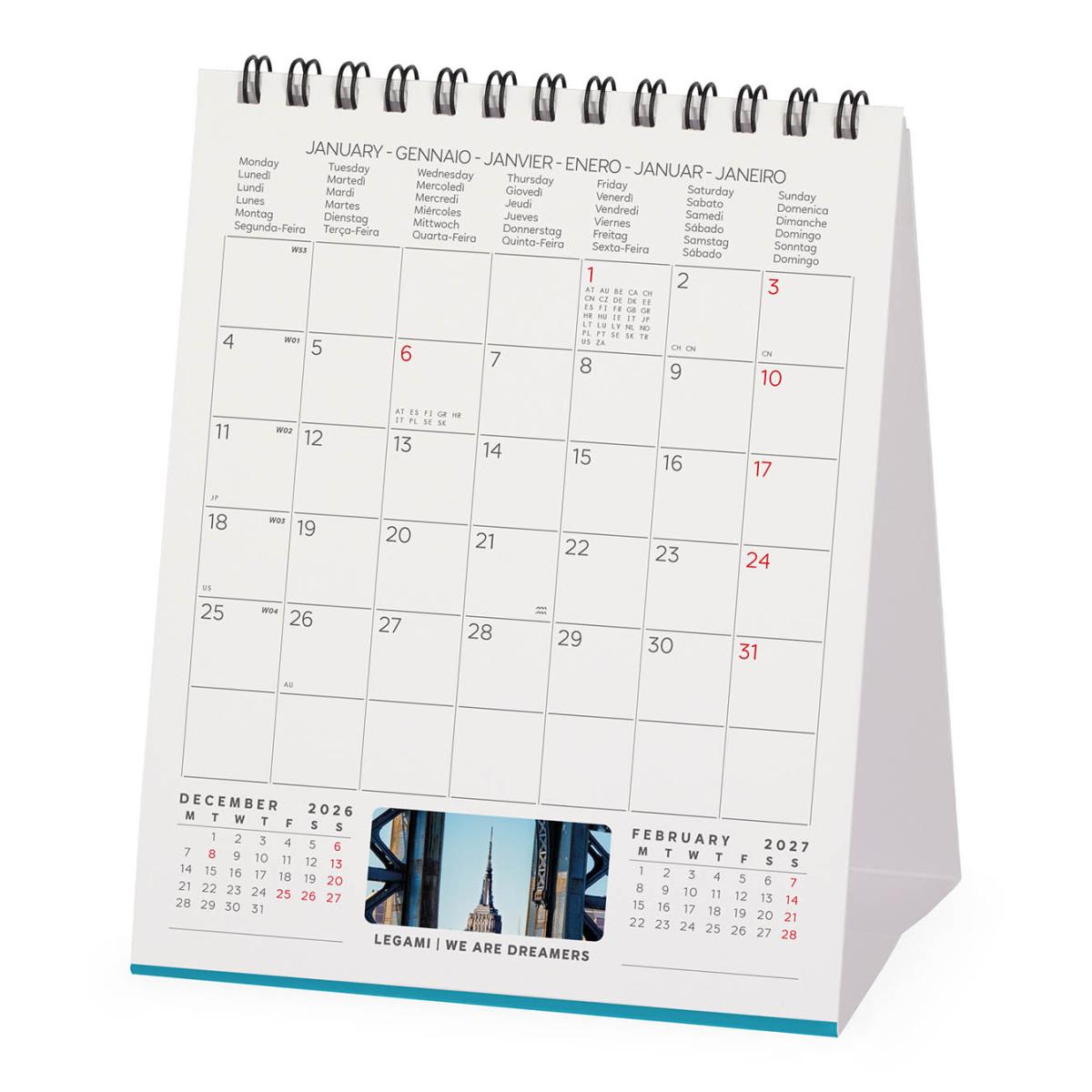 Calendario 2027 de Secretária Mês Vista New York Legami 3