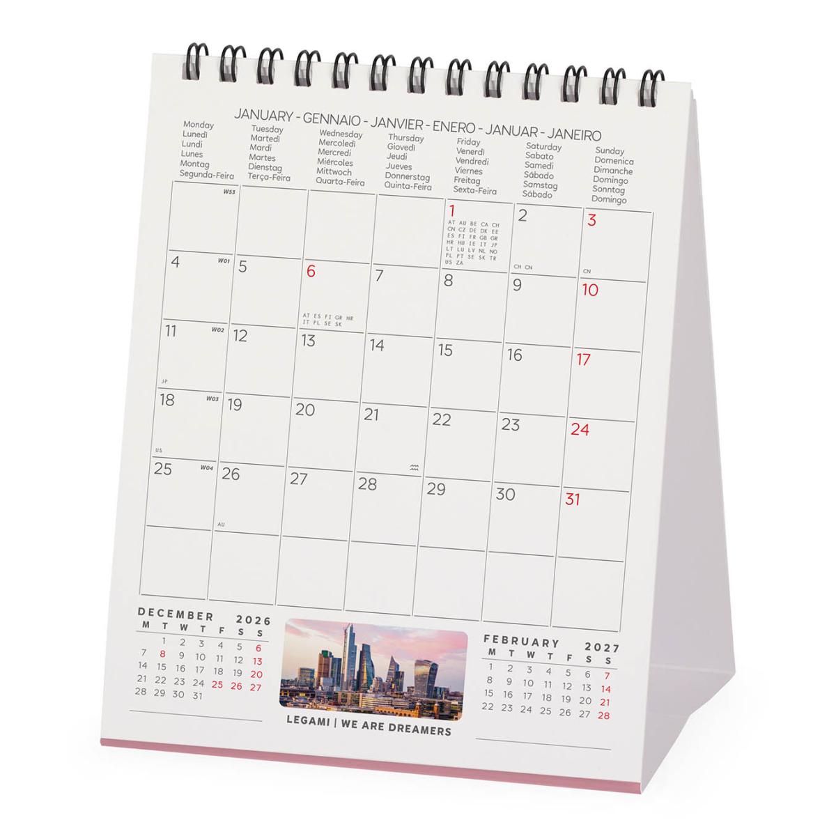 Calendario 2027 de Secretária Mês Vista London Legami 3