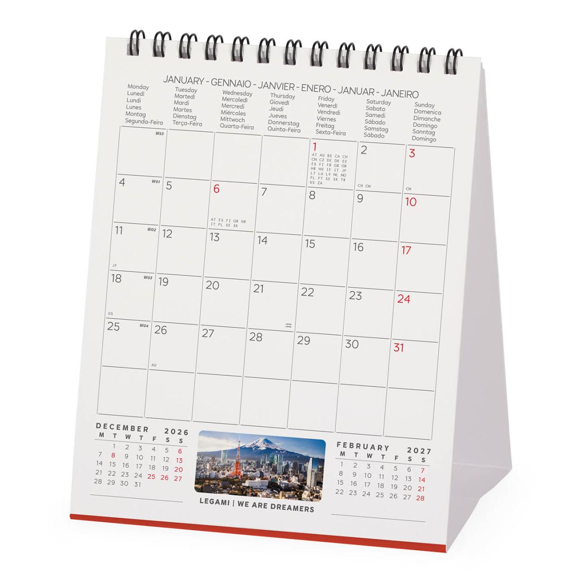Calendario 2027 de Secretária Mês Vista Beauty of Japan Legami 3