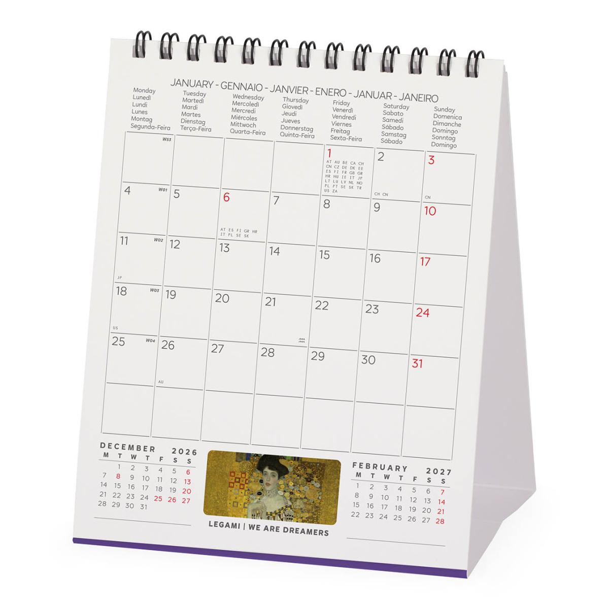 Calendario 2027 de Secretária Mês Vista Gustave Klimt Legami 3