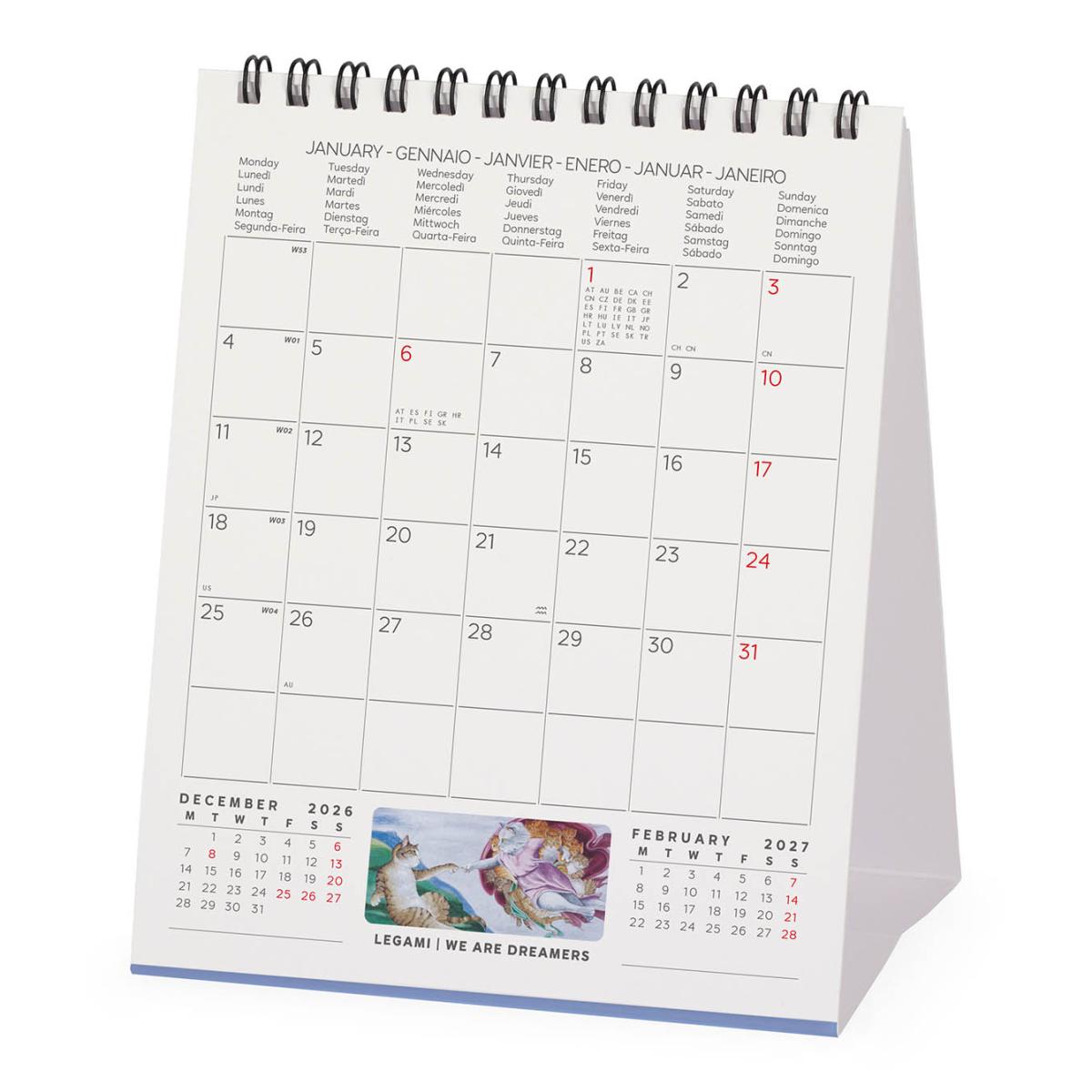 Calendario 2027 de Secretária Mês Vista MasterCats Legami 3