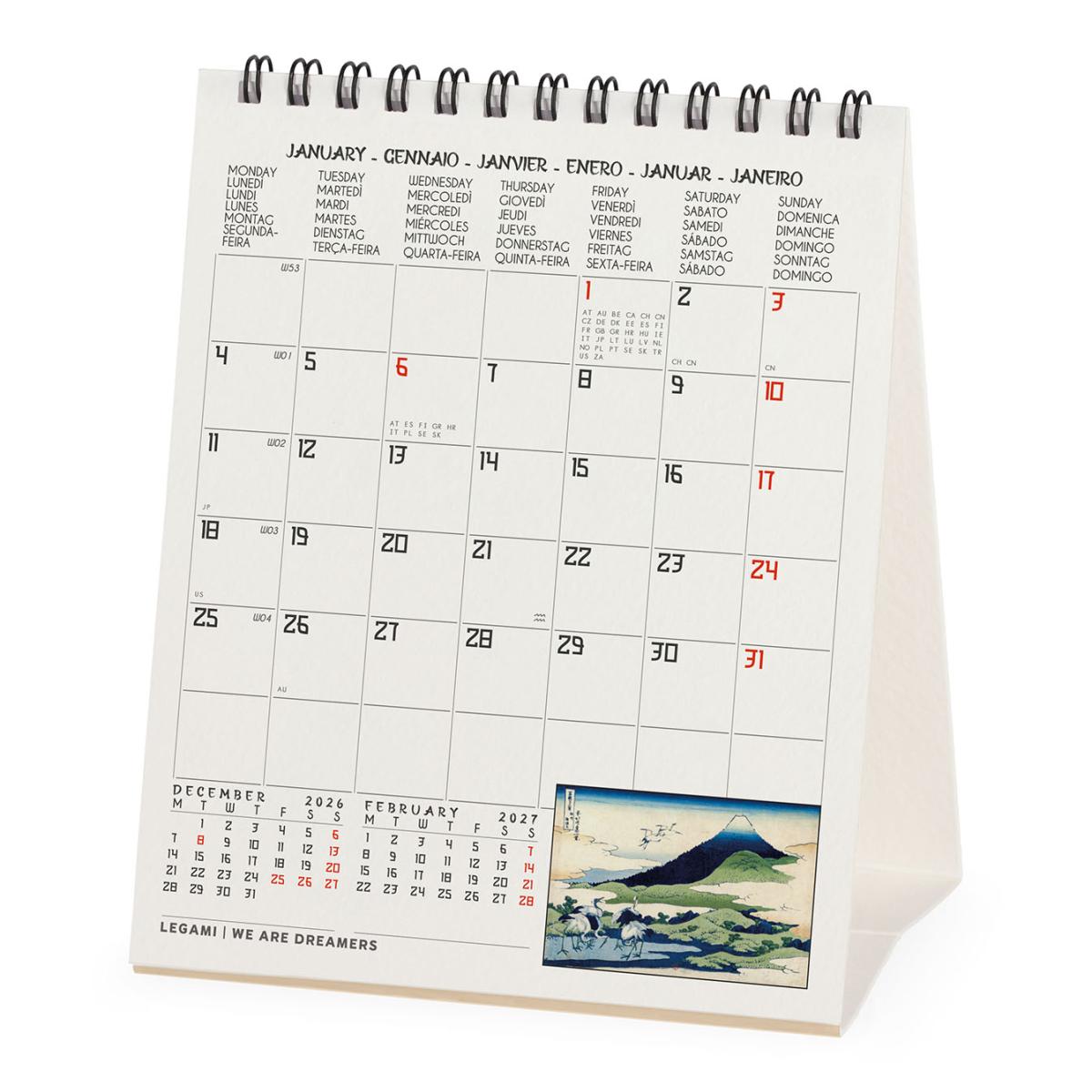Calendario 2027 de Secretária Mês Vista Japanese School Legami 3