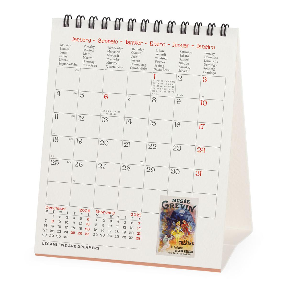 Calendario 2027 de Secretária Mês Vista Belle Epoque Legami 3