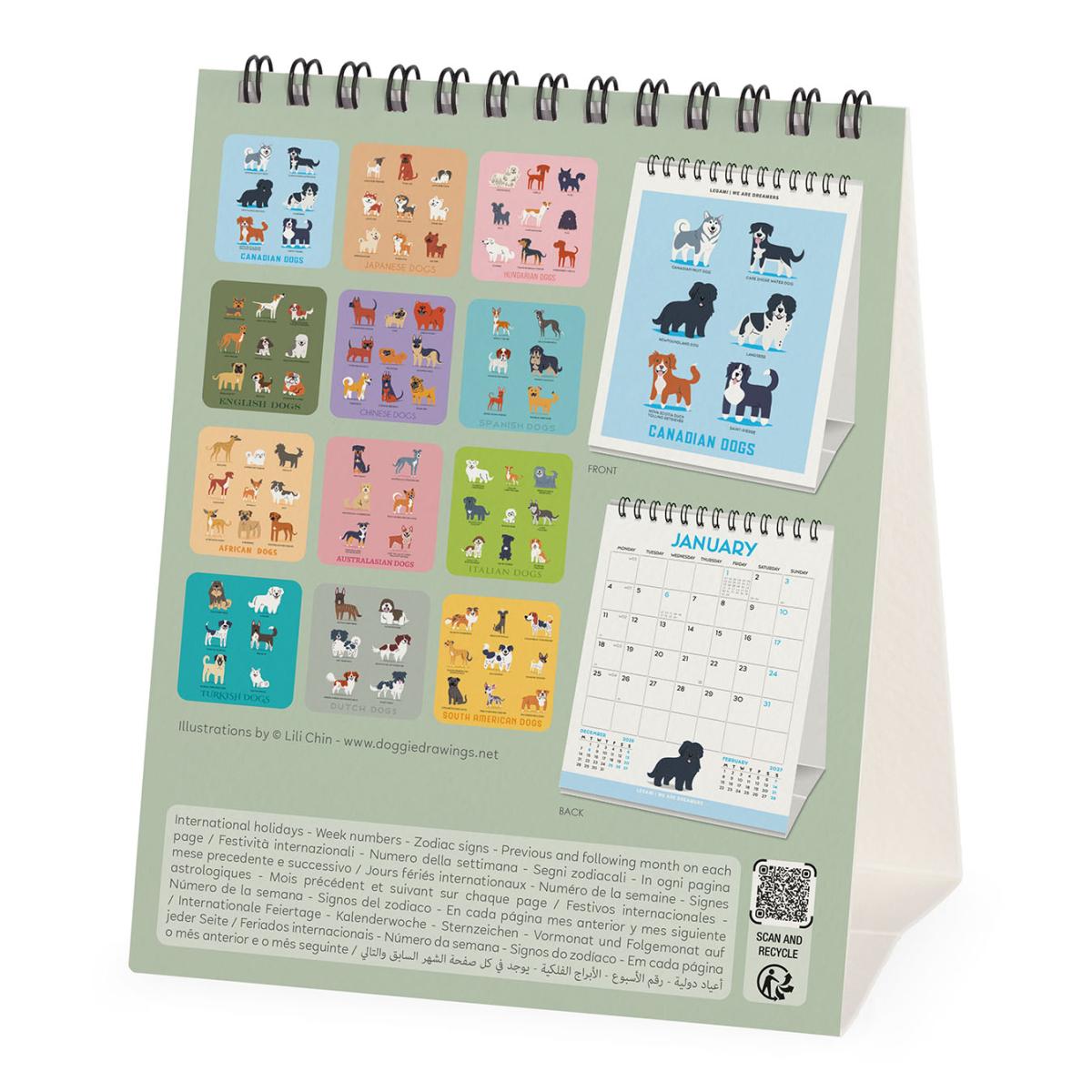 Calendario 2027 de Secretária Mês Vista Dogs of The World Legami 4