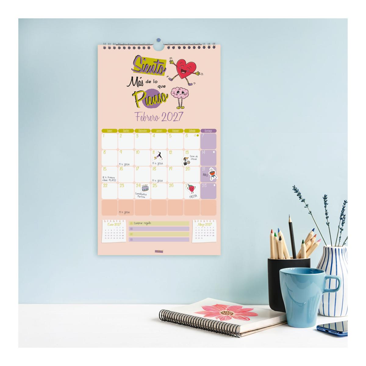 Calendario pared año 2027 Trendy Talkual Basic 210x360 mm Mes Vista Finocam castellano Multicolor-2