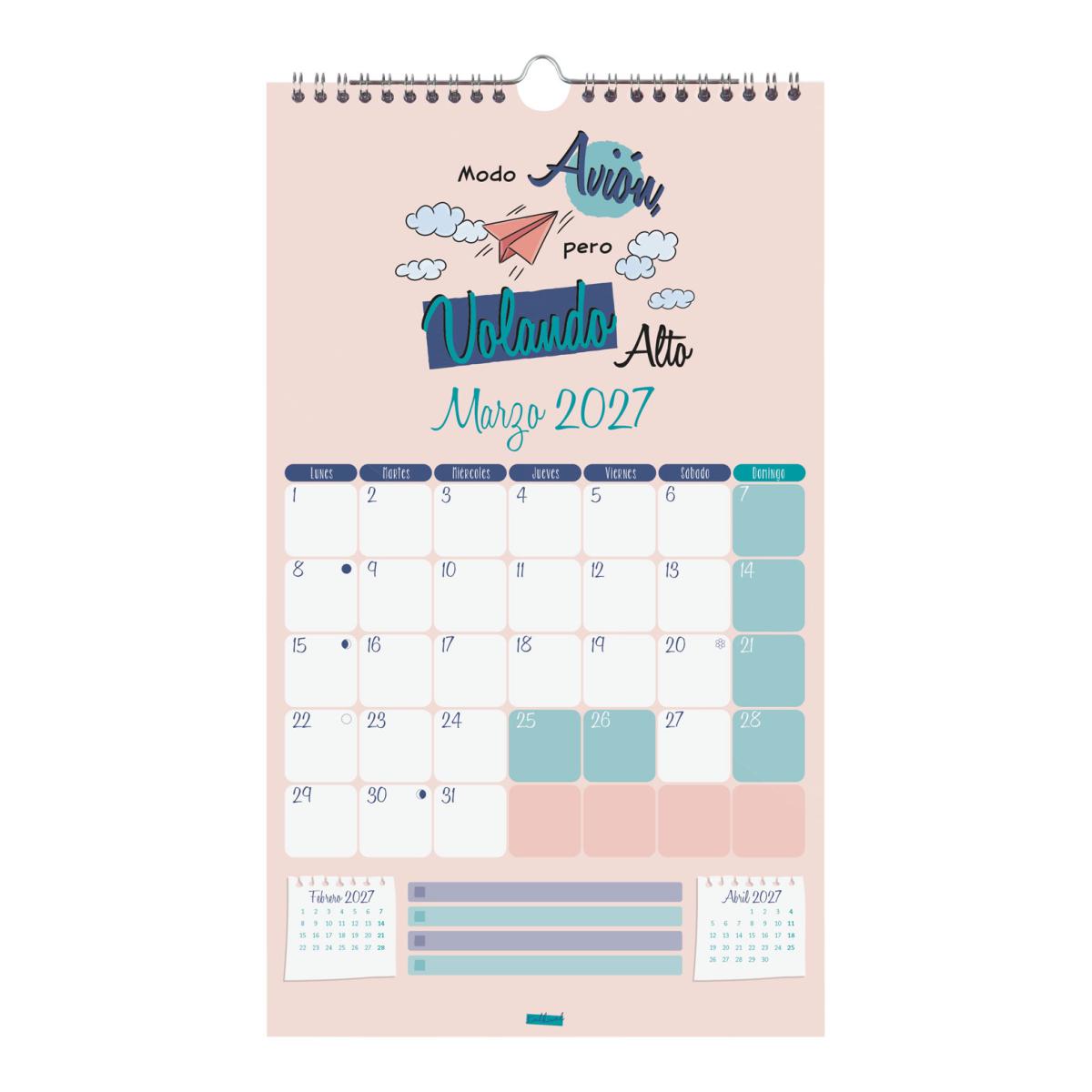 Calendario pared año 2027 Trendy Talkual Basic 210x360 mm Mes Vista Finocam castellano Multicolor-3