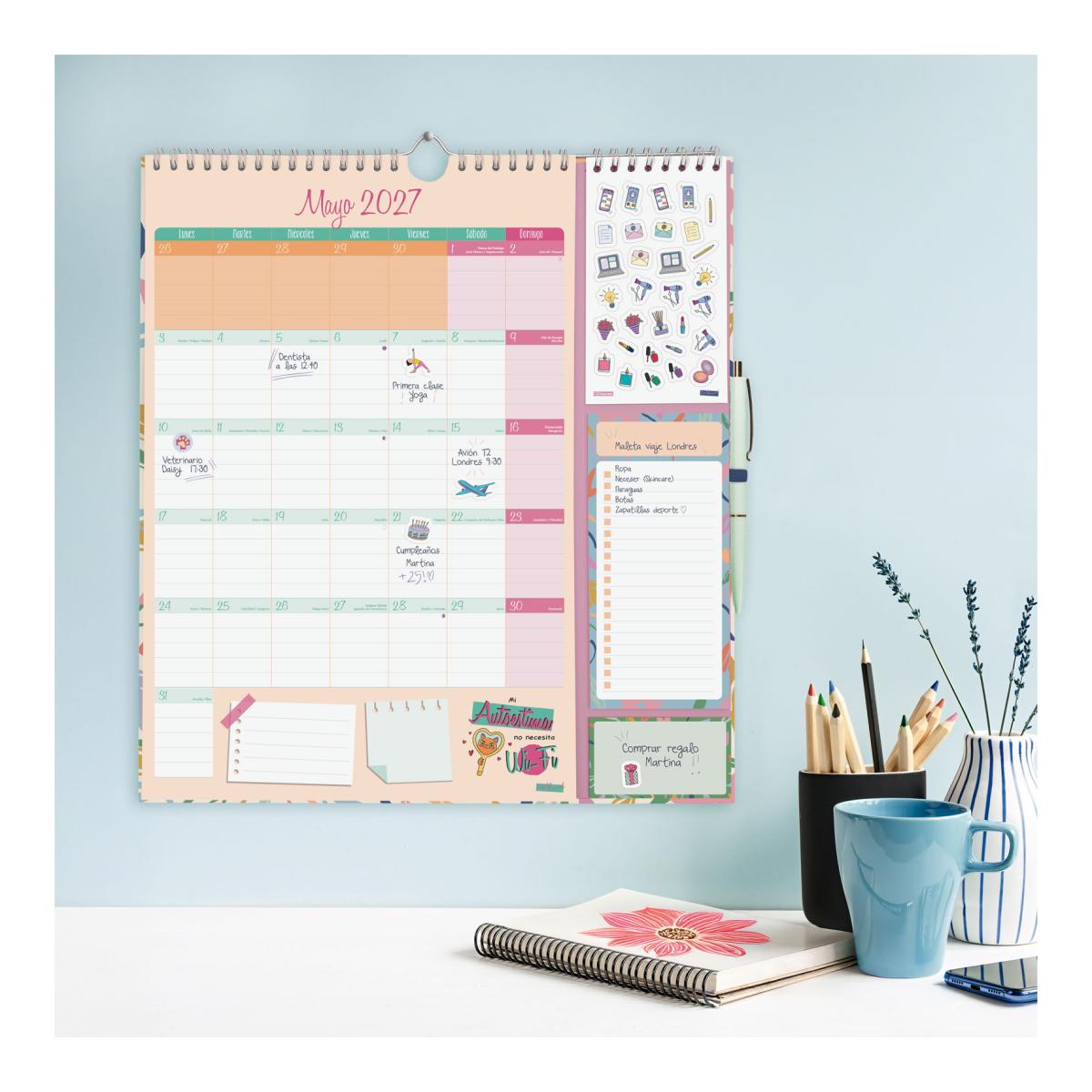 Calendario pared año 2027 Trendy Talkual Plus 215x325 mm Mes Vista Finocam castellano Multicolor-2
