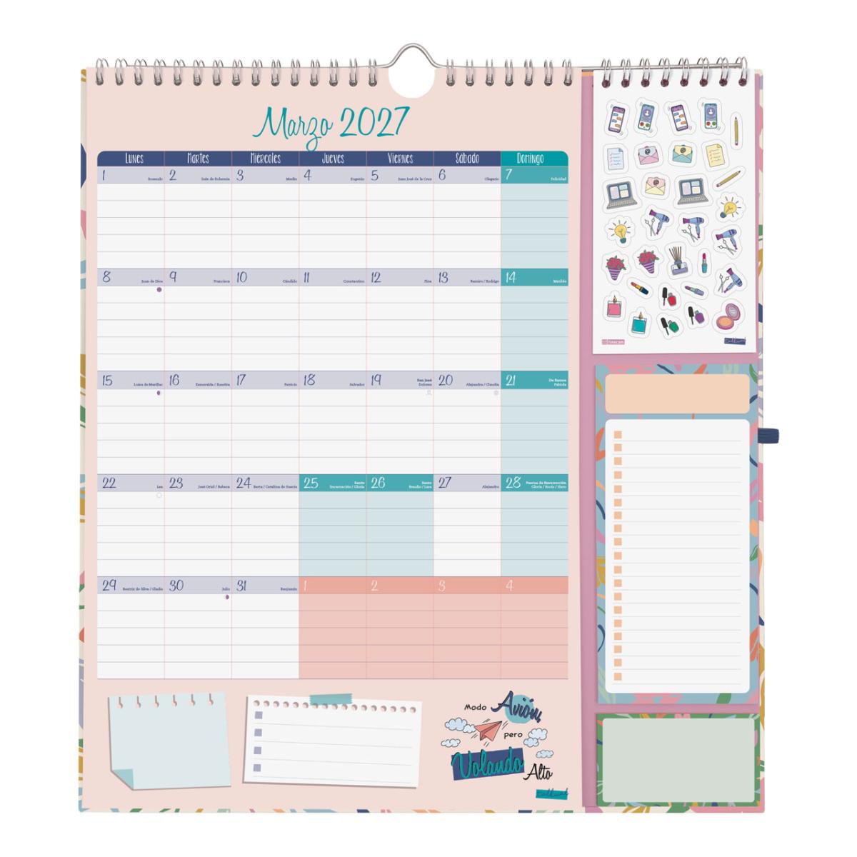 Calendario pared año 2027 Trendy Talkual Plus 215x325 mm Mes Vista Finocam castellano Multicolor-3