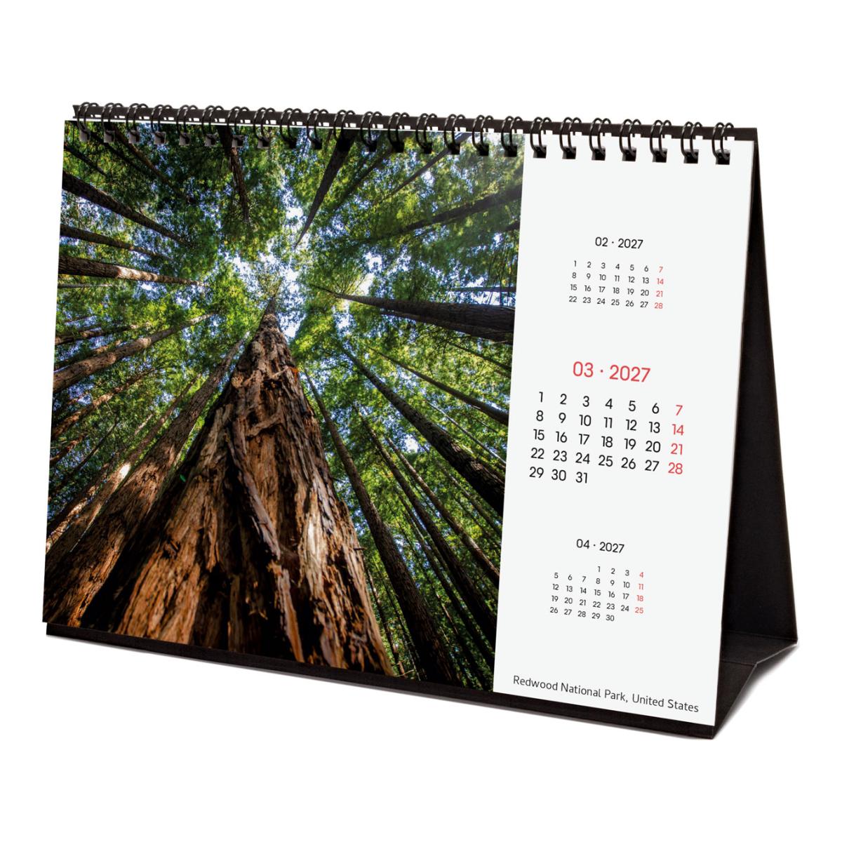 Calendário de secretária para o ano de 2027. Imagens S-210x150 mm. Vista mensal. Nature. Finocam internacional multilingue Multicolor-5