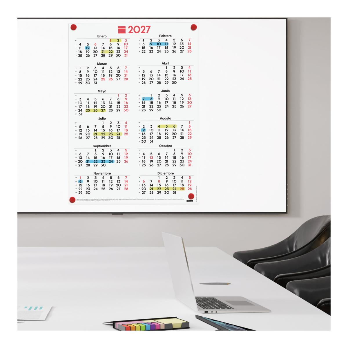 Póster Calendario Mixto año 2027 Neutro 485x680 mm Año Vista Finocam castellano Multicolor-3