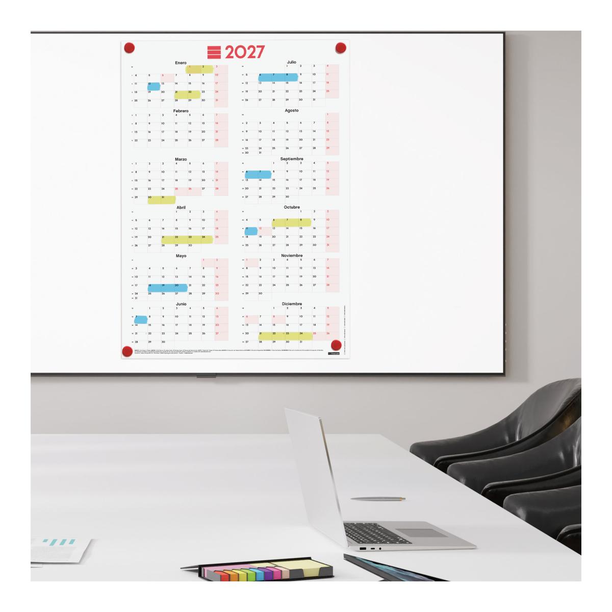Póster Calendario Mixto año 2027 Neutro 485x680 mm Año Vista Finocam castellano Multicolor-4