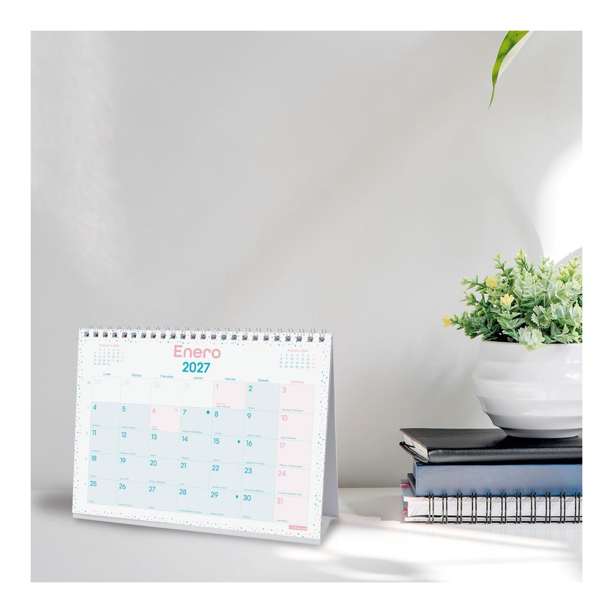 Imagen 2 de Calendario sobremesa año 2027 Trendy Chic S-210x150 mm Mes Vista Finocam turquesa castellano Turquesa