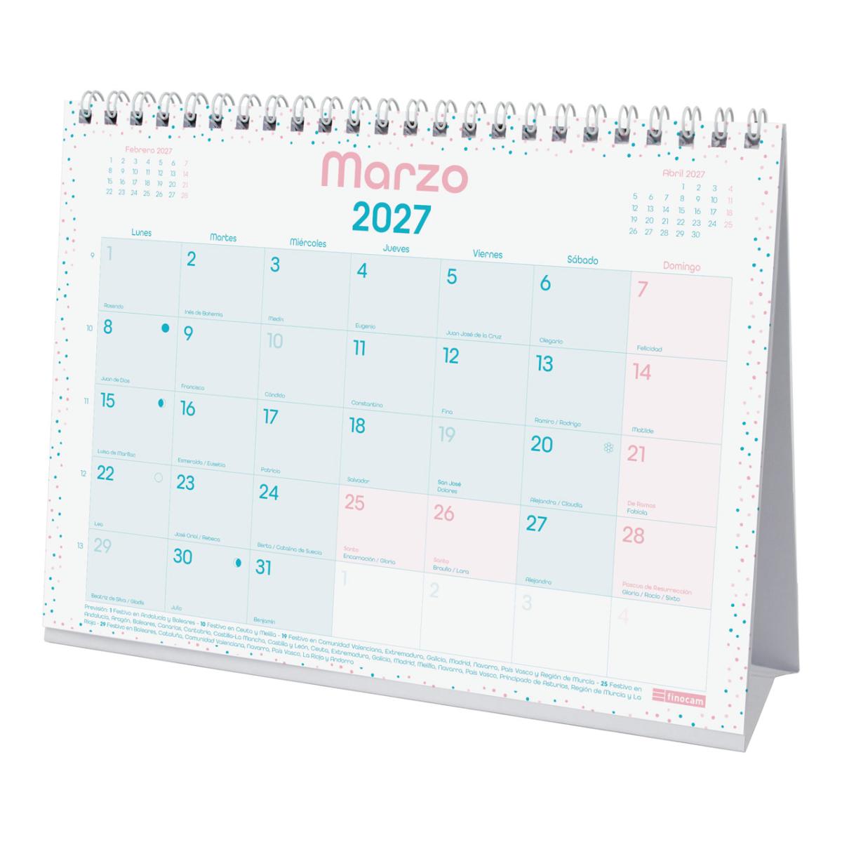 Imagen 4 de Calendario sobremesa año 2027 Trendy Chic S-210x150 mm Mes Vista Finocam turquesa castellano Turquesa