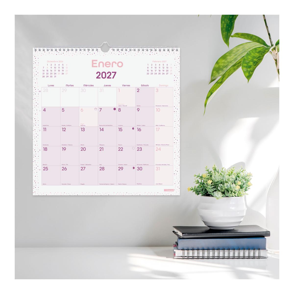 Imagen 2 de Calendario pared año 2027 Trendy Chic 300x300 mm Mes Vista Finocam morado castellano Morado