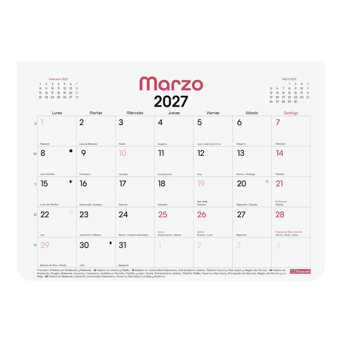 Calendario bloc encolado con imán año 2027 Trendy Chic S-210x150 mm Mes Vista Finocam blanco castellano Blanco-4