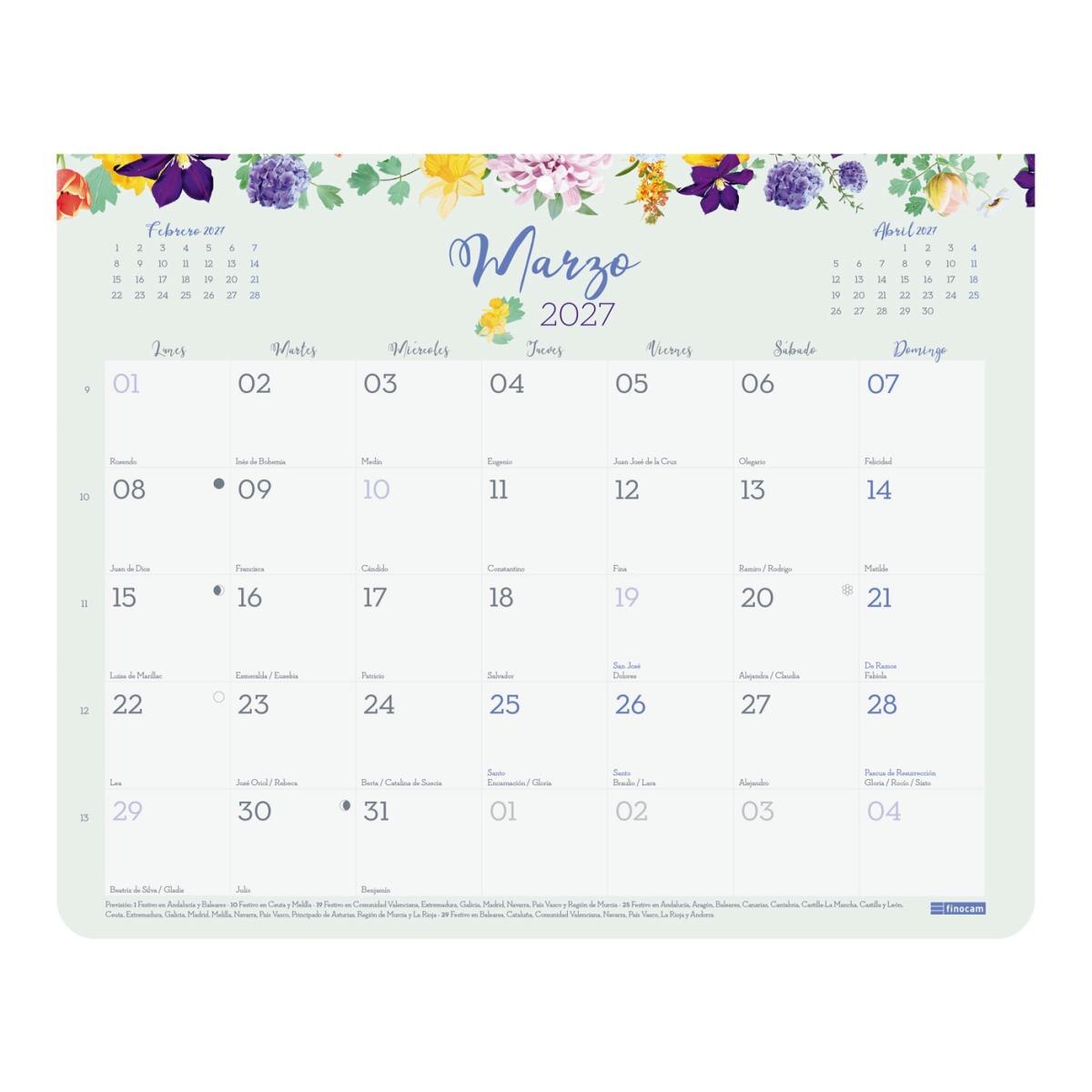 Calendario pared encolado con imán año 2027 Trendy Design 250x200 mm Mes Vista Finocam castellano Multicolor-5