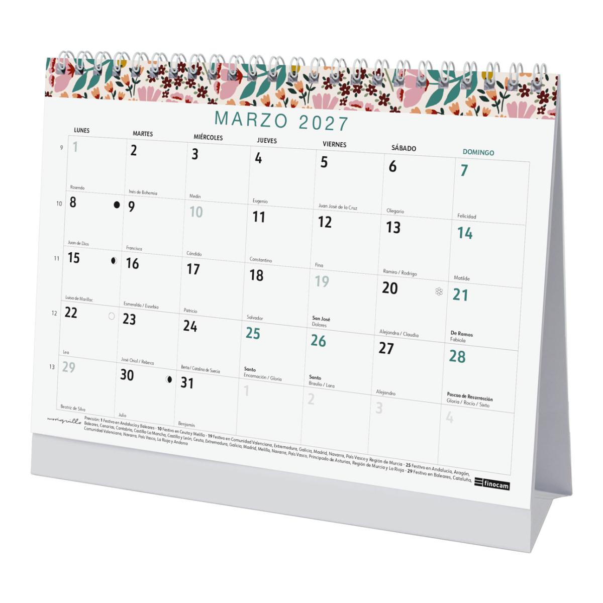 Calendario sobremesa año 2027 Art S-210x150 mm Mes Vista Moniquilla Finocam castellano Multicolor-4