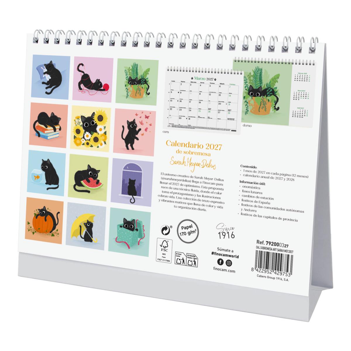 Calendario sobremesa año 2027 Art S-210x150 mm Mes Vista Sarah Meyer-Delius Finocam castellano Multicolor-6