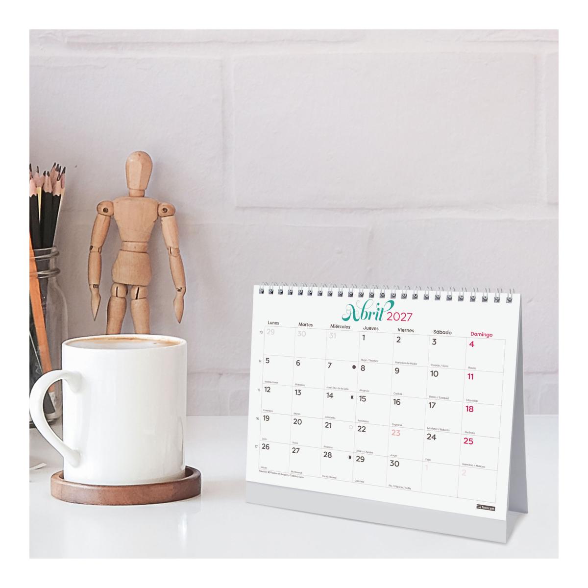 Calendario sobremesa año 2027 Art S-210x150 mm Mes Vista Frases inspiradoras Finocam castellano Multicolor-2
