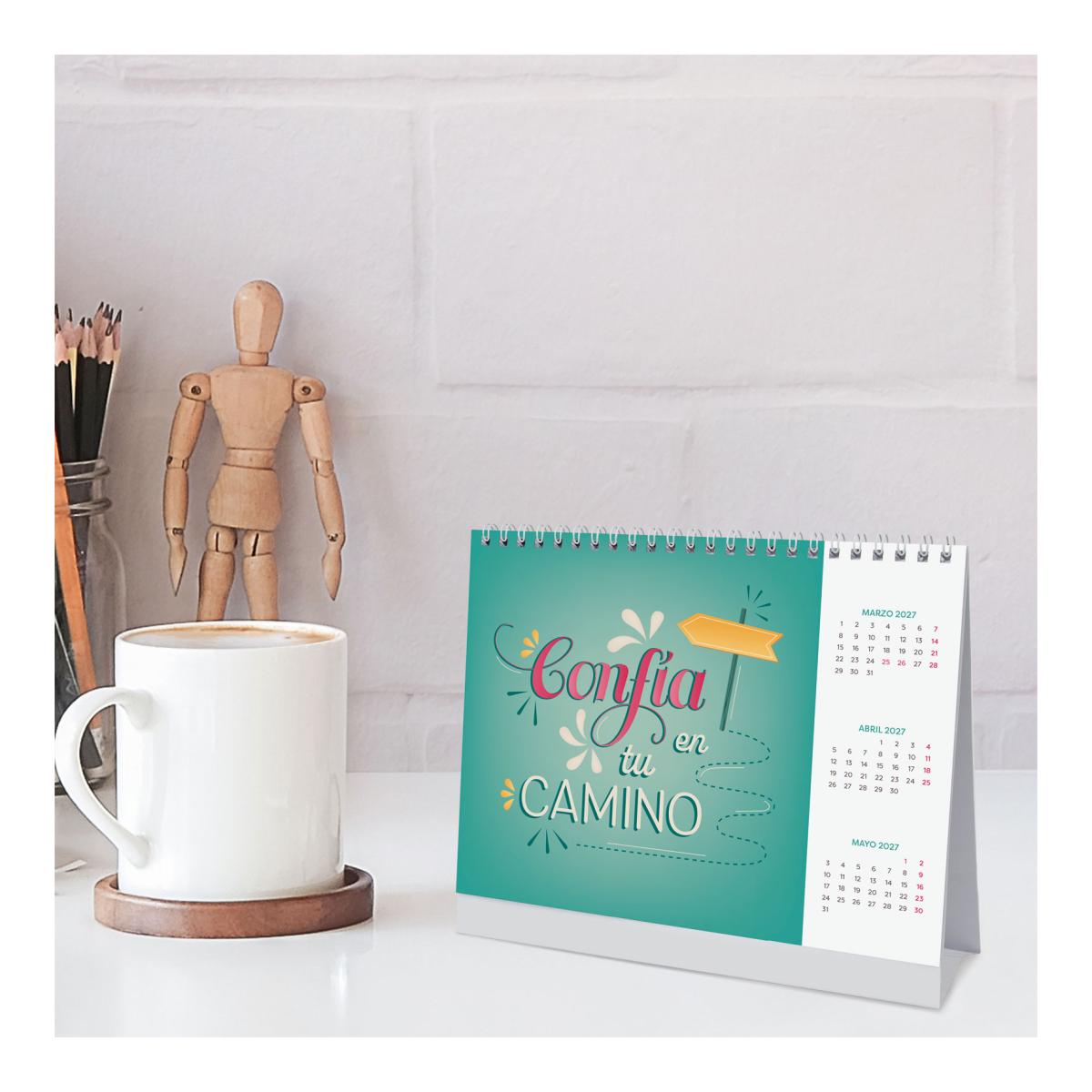 Calendario sobremesa año 2027 Art S-210x150 mm Mes Vista Frases inspiradoras Finocam castellano Multicolor-3