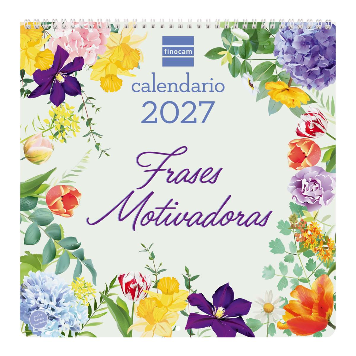 Calendario pared año 2027 Art 300x300 mm Mes Vista Frases motivadoras Finocam castellano Multicolor-1