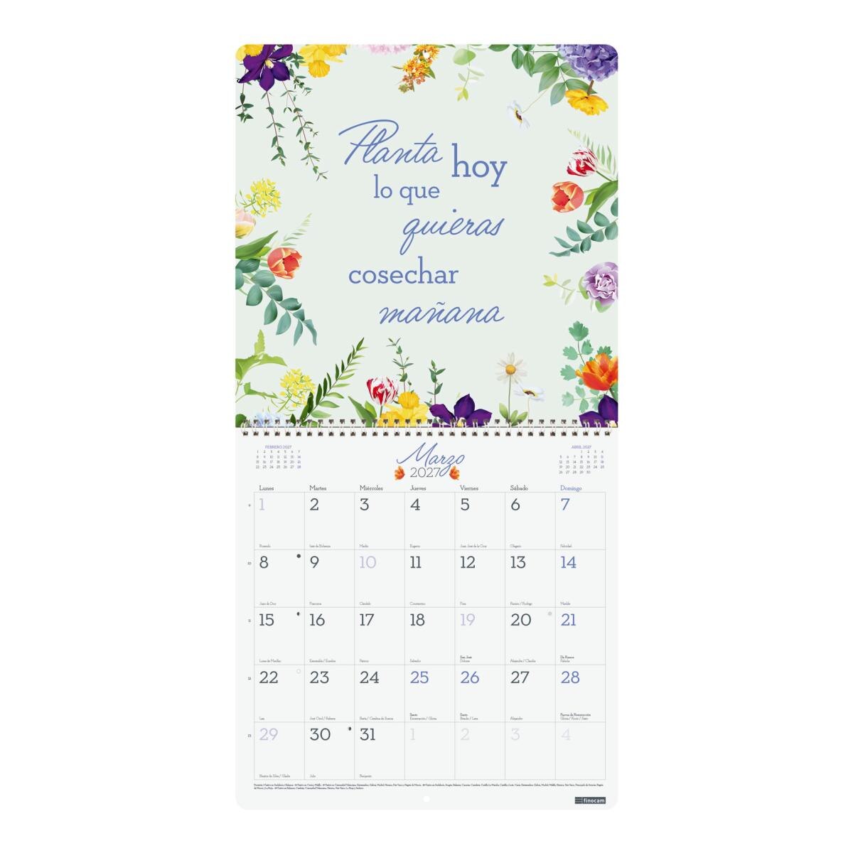 Calendario pared año 2027 Art 300x300 mm Mes Vista Frases motivadoras Finocam castellano Multicolor-2