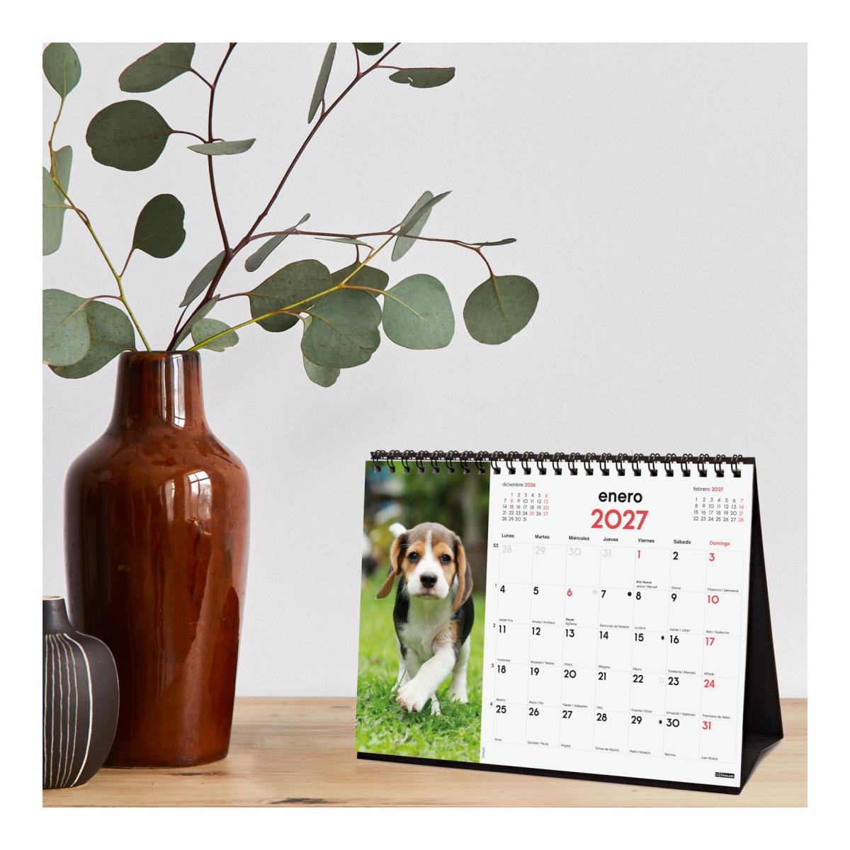 Calendario sobremesa año 2027 Imágenes S-210x150 mm Mes Vista Cachorros Finocam castellano Multicolor-2